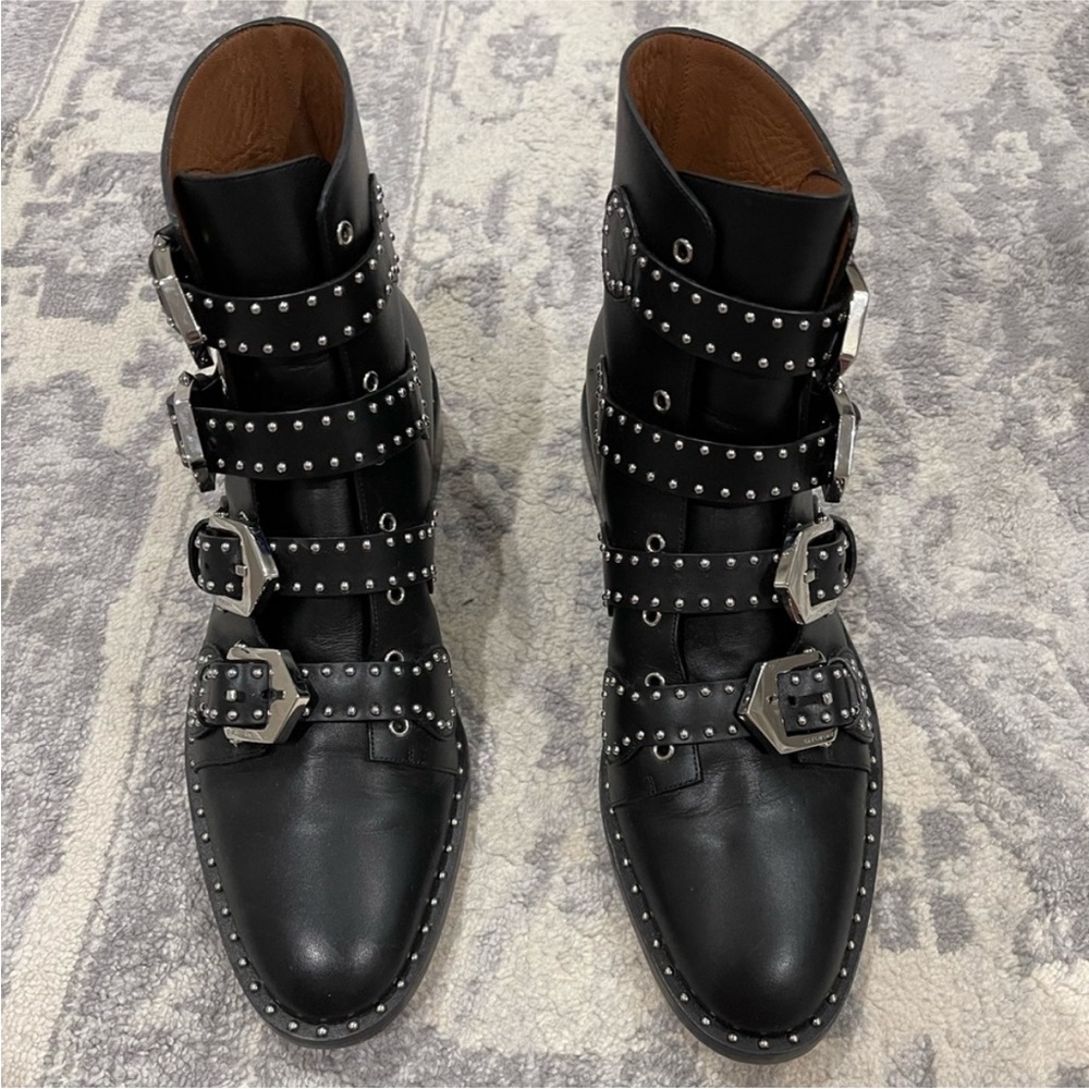 Givenchy Black Leather Studded Ankle Boots - Picture 2 of 10